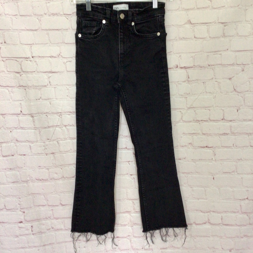 ZARA Raw Hem High Waist Black Denim Jeans - Size 2